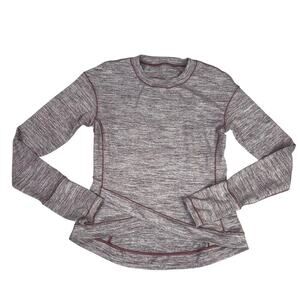Lululemon Close to Crossing Long Sleeve Medium Pink Grey Crewneck Shirt Top Zip
